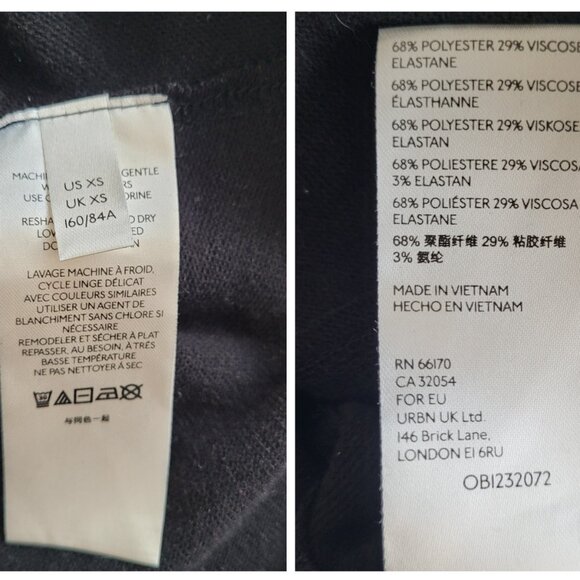 "We the Free" by Free People Cropped Wide-Turtleneck Black Fleecy Sweater-XS - Picture 7 of 7